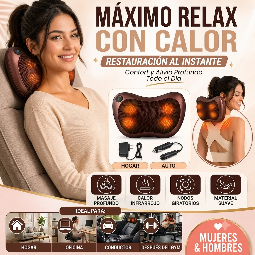 COJÍN MASAJEADOR ELÉCTRICO CON CALOR