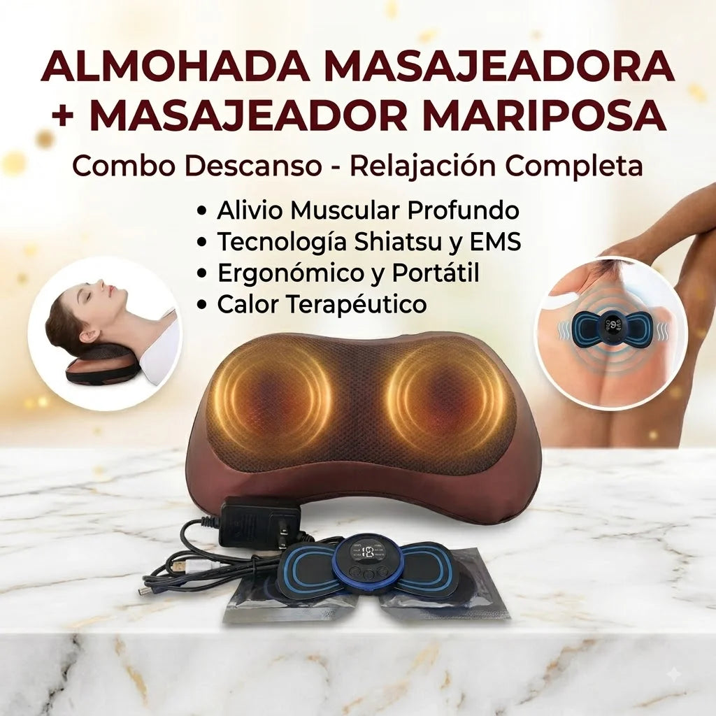 ALMOHADA MASAJEADORA + MASAJEADOR MARIPOSA