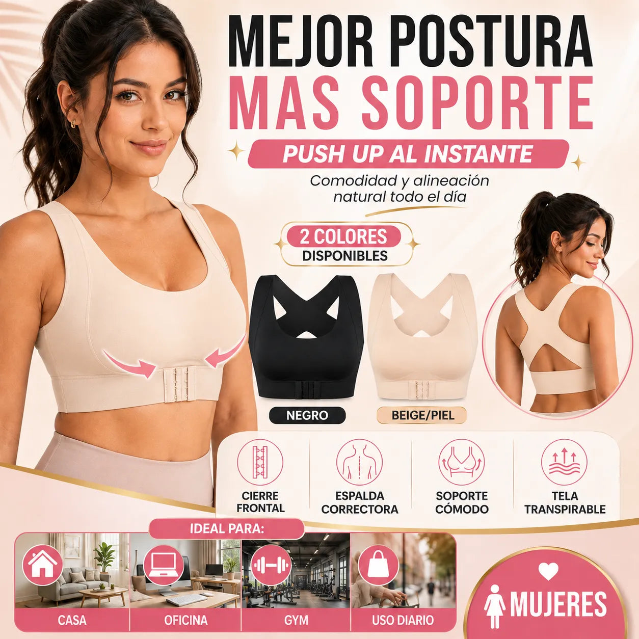 Sostén corrector de postura y efecto Push Up